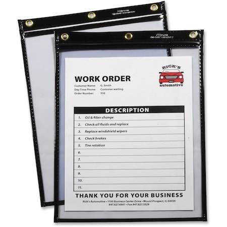 C-Line Products Shop Ticket Holder, Hvy-Dty, 9"x12", 15/BX, Black/Clear 15PK CLI50912
